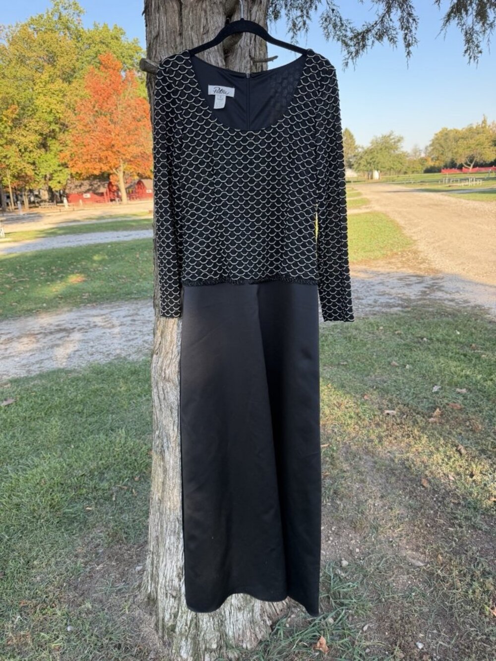Vintage 90s PATRA black white overlay scalloped maxi witchy whimsigoth dress 10
